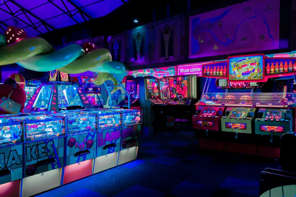 Stag party in Amsterdam - interior of an arcade room