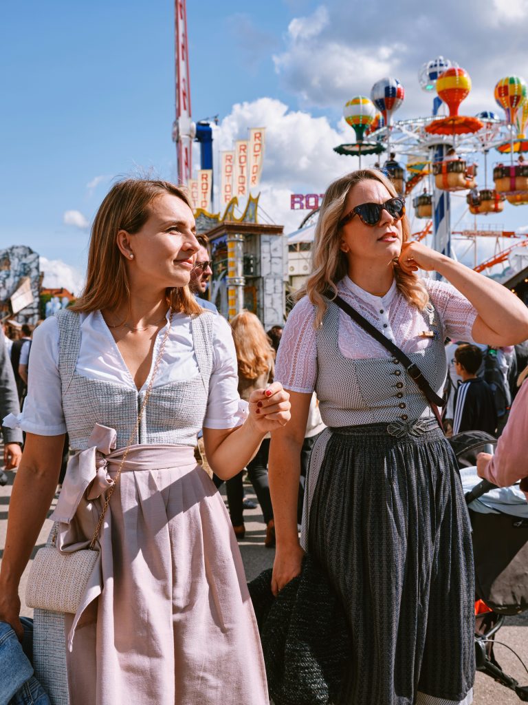 Munich Oktoberfest: two women dressed with a dirndl