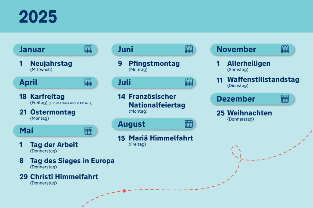 Feiertage in Frankreich: Kalender der Feiertage in Frankreich 2025