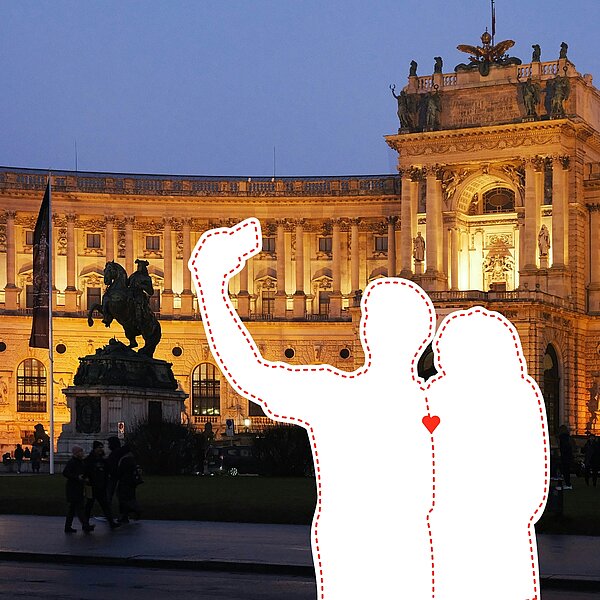 A couple in Vienna promoting our Valentine's campaign